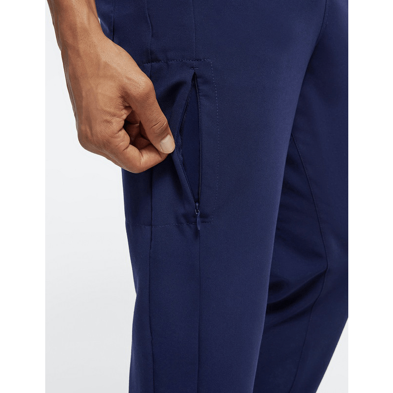 Unisex medical scrub set with short sleeves, stretchy jogger style uniform for men and women, suitable for beauty salons or medical workers.