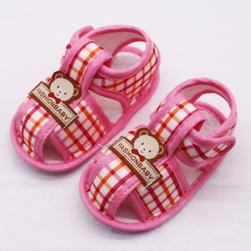 Showlu Fashion Store 0 0-18M Summer Bear Pattern Hollow Sandals For Baby Boy Girl Cotton Infant Newborn Toddler Kids Soft Sole Shoes First Walker