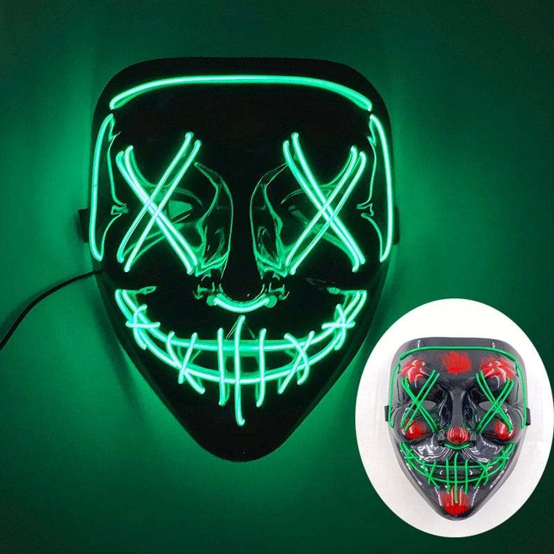  Showlu Fashion Store 0 01 Green Wireless Halloween Neon Led Purge Mask Masquerade Carnival Party Masks Light Luminous In The Dark Cosplay Costume Supplies