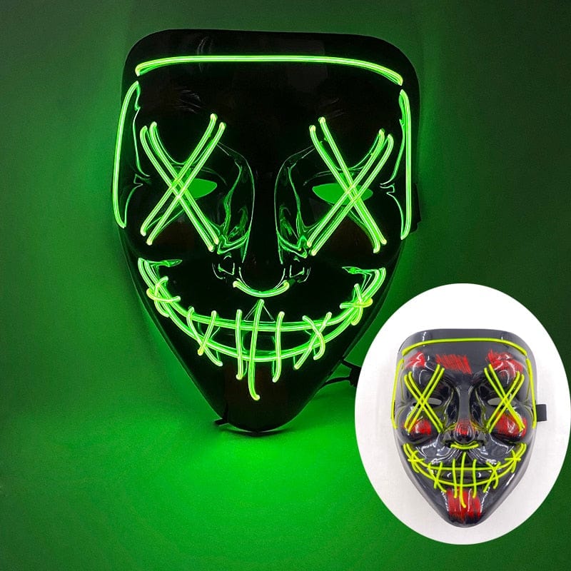  Showlu Fashion Store 0 01 Lemon green Wireless Halloween Neon Led Purge Mask Masquerade Carnival Party Masks Light Luminous In The Dark Cosplay Costume Supplies