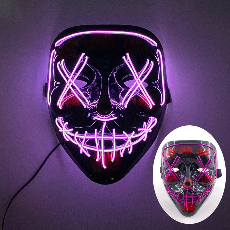  Showlu Fashion Store 0 01 Purple Wireless Halloween Neon Led Purge Mask Masquerade Carnival Party Masks Light Luminous In The Dark Cosplay Costume Supplies