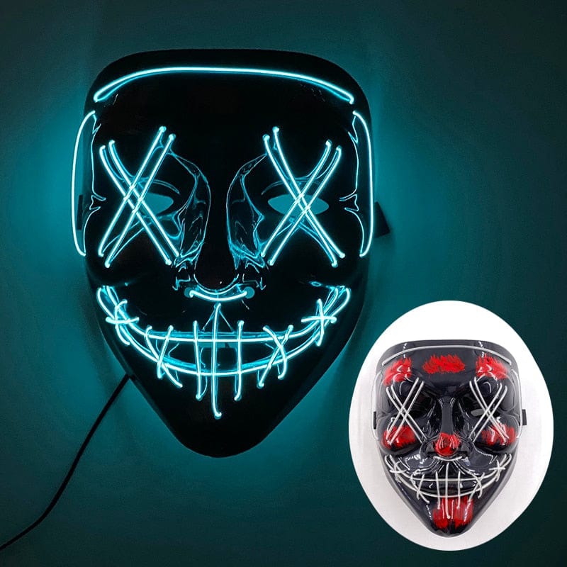  Showlu Fashion Store 0 01 Transparent blue Wireless Halloween Neon Led Purge Mask Masquerade Carnival Party Masks Light Luminous In The Dark Cosplay Costume Supplies