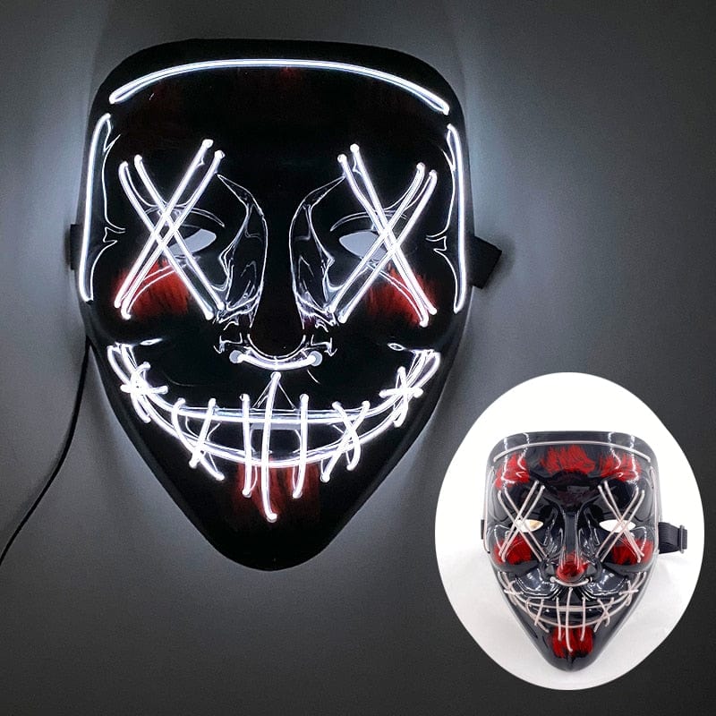  Showlu Fashion Store 0 01 White Wireless Halloween Neon Led Purge Mask Masquerade Carnival Party Masks Light Luminous In The Dark Cosplay Costume Supplies