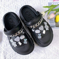 Showlu Fashion Store 0 09-black / 36-37(foot 230mm) Fashion Charms Sandals 2023 New Clog Shoes Outdoor Women Slippers Thick Sole High Quality Summer Sandals For Girls