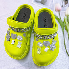 Showlu Fashion Store 0 09-green / 36-37(foot 230mm) 2023 New Fashion Charms Clogs Thick Sole Outdoor Women Slippers High Quality Summer Beach Sandals For Girls