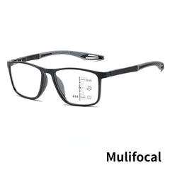  Showlu Fashion Store 0 1.0 / MUL-blackgray TR90 Anti-blue Light Multifocal Reading Glasses Men Women Progressive Near Far Eyewear Ultralight Sports Farsight Eyeglasses