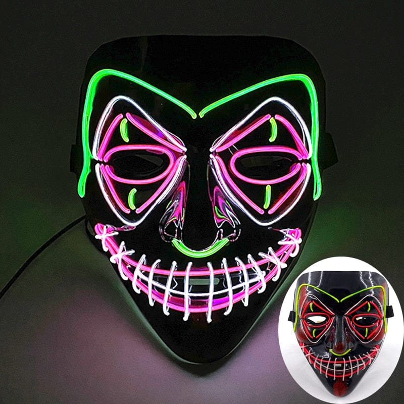  Showlu Fashion Store 0 10 Wireless Halloween Neon Led Purge Mask Masquerade Carnival Party Masks Light Luminous In The Dark Cosplay Costume Supplies