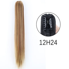 Showlu Fashion Store 0 12H24 / 24inches-60cm / China Synthetic Long Straight Claw Clip On Ponytail Hair Extensions 24Inch Heat Resistant Pony Tail Hair piece For Women Daily Party