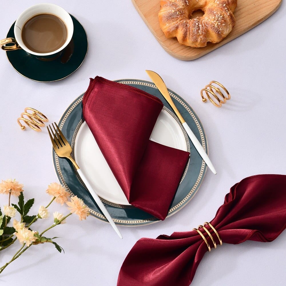 Showlu Fashion Store 0 12pcs 50cm*50cm Satin Table Napkin Table Dinner Napkins Handkerchief Cloth Diner Banquet Wedding Party Home Decorations 20inch