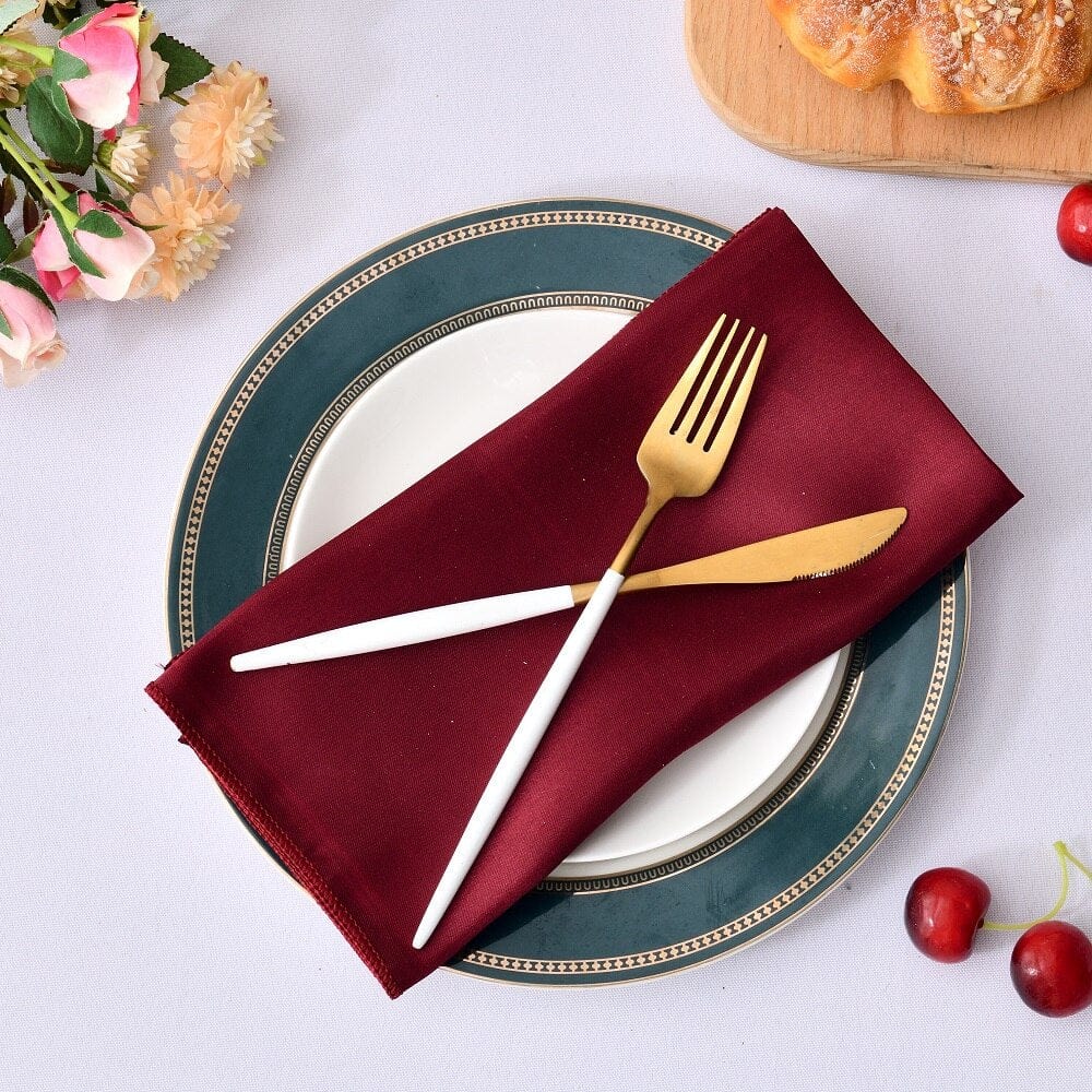 Showlu Fashion Store 0 12pcs 50cm*50cm Satin Table Napkin Table Dinner Napkins Handkerchief Cloth Diner Banquet Wedding Party Home Decorations 20inch