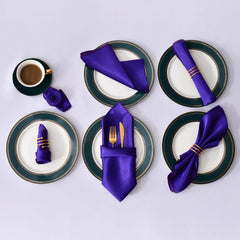 Showlu Fashion Store 0 12pcs deep purple 12pcs Hemstitched Square Napkins 30x30cm Satin Cocktail Napkin for Party Wedding Table Cloth Soft Kitchen Dinner Napkins