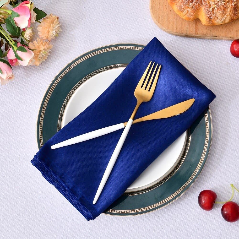 Showlu Fashion Store 0 12pcs Hemstitched Square Napkins 30x30cm Satin Cocktail Napkin for Party Wedding Table Cloth Soft Kitchen Dinner Napkins