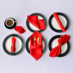 Showlu Fashion Store 0 12pcs red 12pcs Hemstitched Square Napkins 30x30cm Satin Cocktail Napkin for Party Wedding Table Cloth Soft Kitchen Dinner Napkins