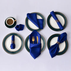 Showlu Fashion Store 0 12pcs royal blue 12pcs Hemstitched Square Napkins 30x30cm Satin Cocktail Napkin for Party Wedding Table Cloth Soft Kitchen Dinner Napkins