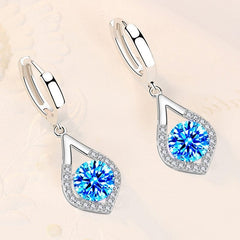  Showlu Fashion Store 0 15 925 Sterling Silver New Woman Fashion Jewelry High Quality Blue Pink White Purple Crystal Zircon Hot Selling Earrings