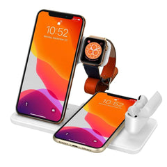 Showlu Fashion Store 0 15W Fast Wireless Charger Stand For iPhone 14 13 12 11 8 Apple Watch 4 in 1 Foldable Charging Station for Airpods Pro iWatch