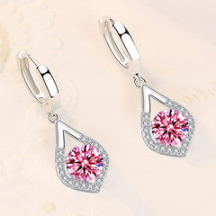  Showlu Fashion Store 0 16 925 Sterling Silver New Woman Fashion Jewelry High Quality Blue Pink White Purple Crystal Zircon Hot Selling Earrings