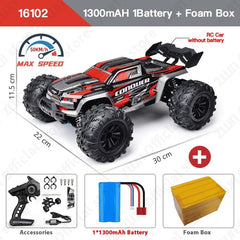 Showlu Fashion Store 0 16102 Red 1B FB ZWN 1:16 70KM/H Or 50KM/H 4WD RC Car With LED Remote Control Cars High Speed Drift Monster Truck for Kids vs Wltoys 144001 Toys