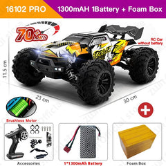 Showlu Fashion Store 0 16102P Yellow 1B FB ZWN 1:16 70KM/H Or 50KM/H 4WD RC Car With LED Remote Control Cars High Speed Drift Monster Truck for Kids vs Wltoys 144001 Toys