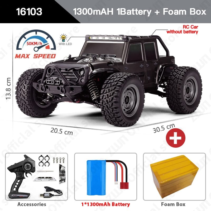 Showlu Fashion Store 0 16103 Black 1B FB ZWN 1:16 70KM/H Or 50KM/H 4WD RC Car With LED Remote Control Cars High Speed Drift Monster Truck for Kids vs Wltoys 144001 Toys