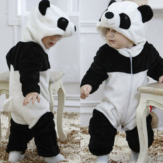 Showlu Fashion Store 0 18M 0-36months Newborn Baby Clothes Keep Warm Winter Jumpsuits Overall Panda Animal Hooded Rompers Baby Boy Romper Baby Girl Pajamas