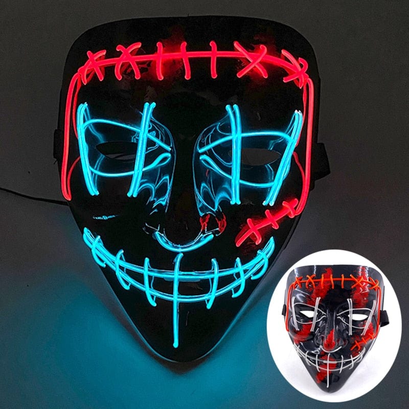  Showlu Fashion Store 0 19 Wireless Halloween Neon Led Purge Mask Masquerade Carnival Party Masks Light Luminous In The Dark Cosplay Costume Supplies