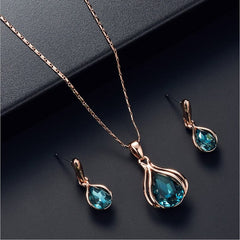 Showlu Fashion Store 0 2 3pcs/set Jewelry Sets Women Elegant Waterdrop Rhinestone Pendant Necklace Hook Earrings Jewelry Set