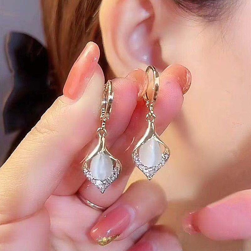 Showlu Fashion Store 0 2 Luxury Trend Black Color Double Layer Earrings For Women Korean Crystal Zircon Geometric Earring Bride Wedding Statement Jewelry