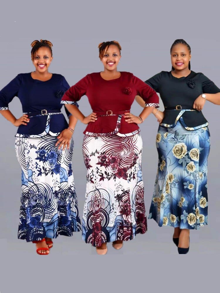 Showlu Fashion Store 0 2 Piece Set African Clothes For Women New Dashiki Traditional Tops And Skirts Suits Elegant Turkish Wedding Party Dresses Outfit