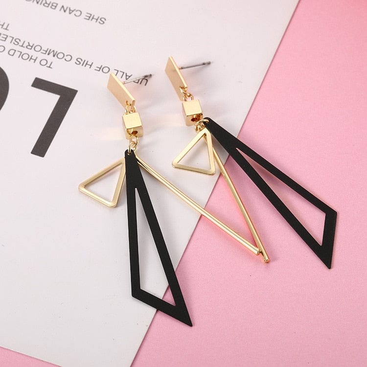 Showlu Fashion Store 0 2020 Korean Long Statement Geometric Triangle Tassel Dangle Drop Earrings For Women Earrings Fashion Jewelry Oorbellen Brincos