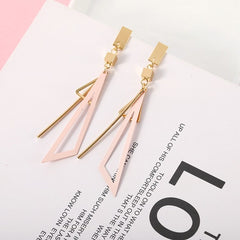 Showlu Fashion Store 0 2020 Korean Long Statement Geometric Triangle Tassel Dangle Drop Earrings For Women Earrings Fashion Jewelry Oorbellen Brincos