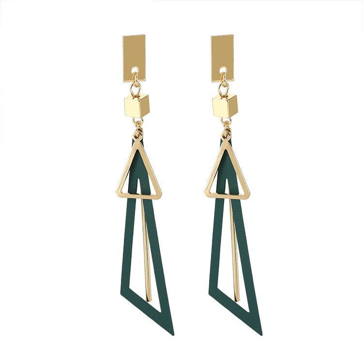 Showlu Fashion Store 0 2020 Korean Long Statement Geometric Triangle Tassel Dangle Drop Earrings For Women Earrings Fashion Jewelry Oorbellen Brincos