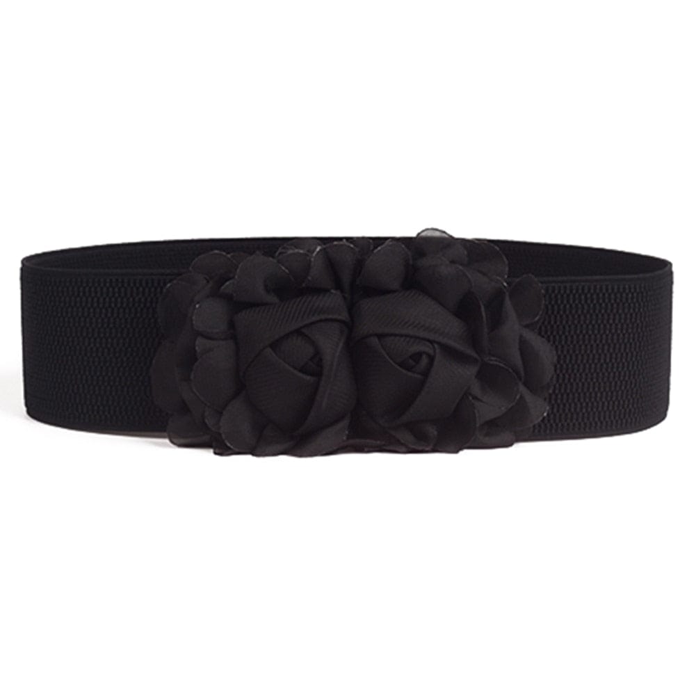 Showlu Fashion Store 0 2020 Women Girl Wide Stretch Elastic Waist Belt Solid Color Flower Waistband belts for women поясок для платья ремень женский