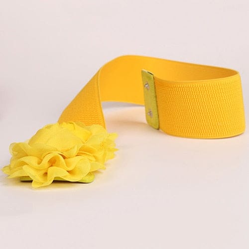 Showlu Fashion Store 0 2020 Women Girl Wide Stretch Elastic Waist Belt Solid Color Flower Waistband belts for women поясок для платья ремень женский