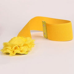 Showlu Fashion Store 0 2020 Women Girl Wide Stretch Elastic Waist Belt Solid Color Flower Waistband belts for women поясок для платья ремень женский