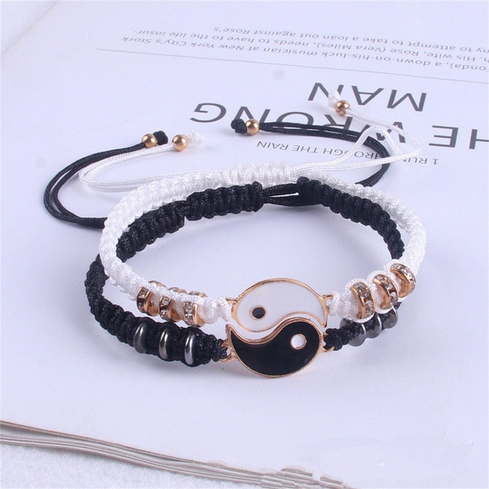 Showlu Fashion Store 0 2022 New Best Friend Bracelets for 2 Matching Yin Yang Adjustable Cord Bracelet for Bff Friendship Relationship Boyfriend Girlfr