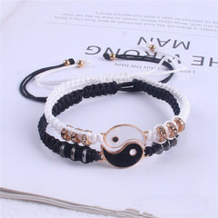 Showlu Fashion Store 0 2022 New Best Friend Bracelets for 2 Matching Yin Yang Adjustable Cord Bracelet for Bff Friendship Relationship Boyfriend Girlfr