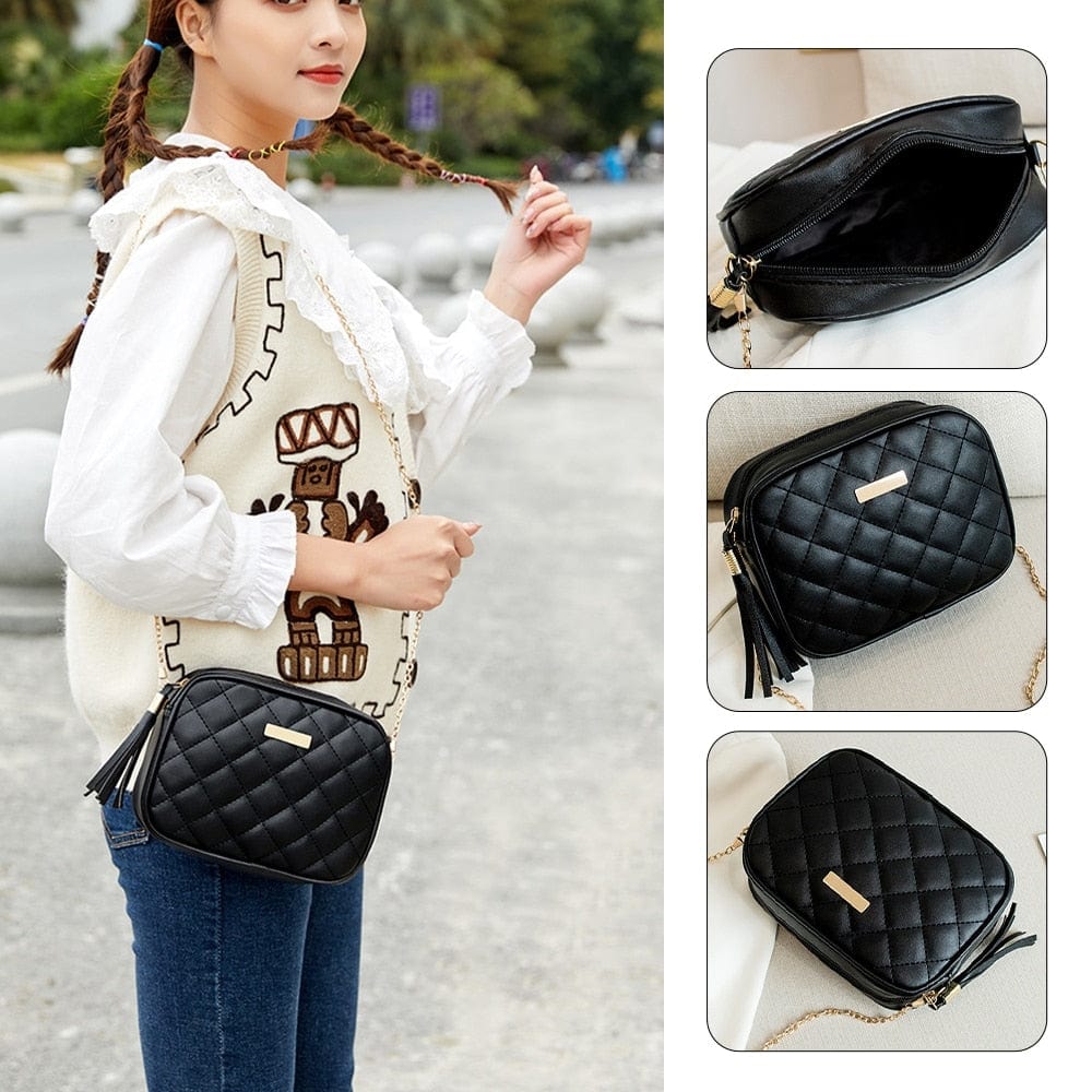 Showlu Fashion Store 0 2022 New Fashion Female Shoulder Bag Rhombus Embroidered Solid Color Chain Women Shoulder Crossbody Casual Trendy Phone Bag