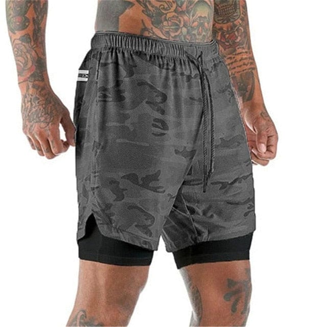 Showlu Fashion Store 0 2022 Sport Shorts Men Sportswear Double-deck Running Shorts 2 In 1 Beach Bottoms Summer Gym Fitness Training Jogging Short Pants