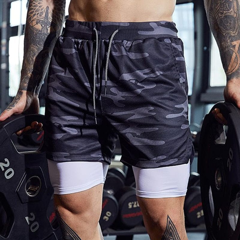 Showlu Fashion Store 0 2022 Sport Shorts Men Sportswear Double-deck Running Shorts 2 In 1 Beach Bottoms Summer Gym Fitness Training Jogging Short Pants