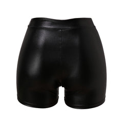 Showlu Fashion Store 0 2023 Sexy Nightclub Leather Shorts Women High Waist Bodycon Push Up Black Short Joggers Sports Fitness Female Sexy Slim Shorts