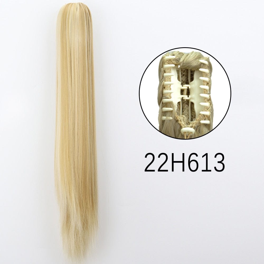 Showlu Fashion Store 0 22H613 / 24inches-60cm / China Synthetic Long Straight Claw Clip On Ponytail Hair Extensions 24Inch Heat Resistant Pony Tail Hair piece For Women Daily Party