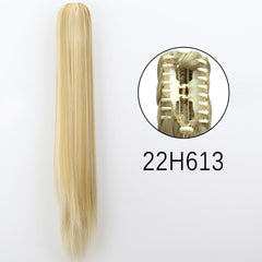 Showlu Fashion Store 0 22H613 / 24inches-60cm / China Synthetic Long Straight Claw Clip On Ponytail Hair Extensions 24Inch Heat Resistant Pony Tail Hair piece For Women Daily Party