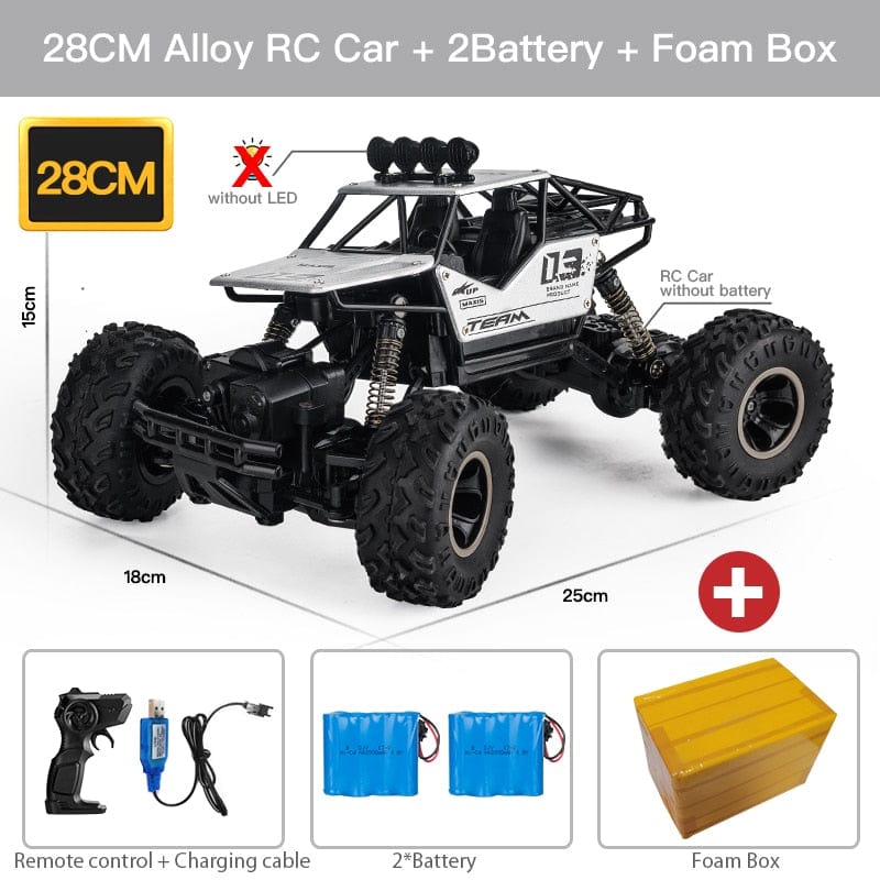 Showlu Fashion Store 0 28CM Silver 2B Alloy ZWN 1:12 / 1:16 4WD RC Car With Led Lights 2.4G Radio Remote Control Cars Buggy Off-Road Control Trucks Boys Toys for Children