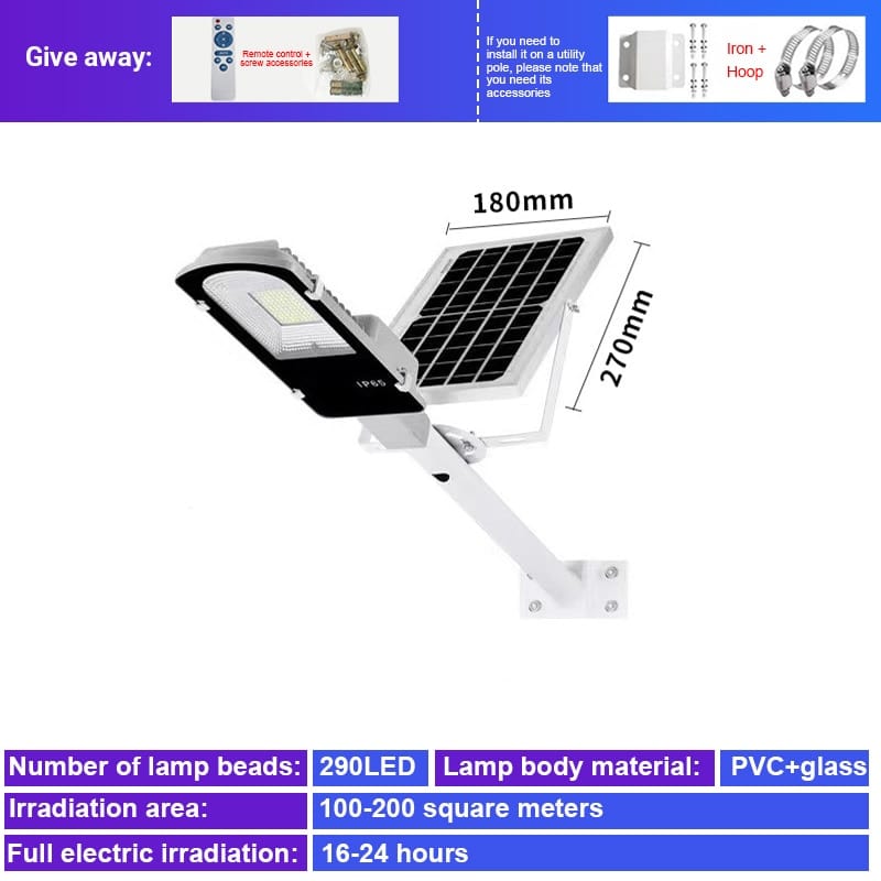 Showlu Fashion Store 0 290led Split solar street light Waterproof LED Solar Street Light Backyard Street Lamps Security Flood Lighting wall lamp