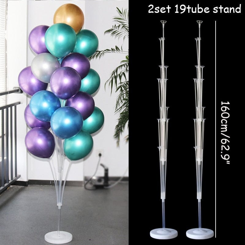 Showlu Fashion Store 0 2Sets 19 Tubes Balloon Holder Balloons Stand Column Confetti Balloon Kids Birthday Party Baby Shower Wedding Decoration Supplies