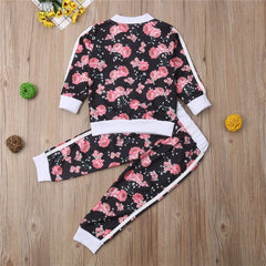 Showlu Fashion Store 0 3-7 Years Kids Baby Girl Clothes Set Floral Print Long Sleeve Sweatshirt Long Pants Outfits Toddler Autumn Tracksuit Clothing