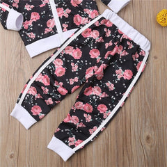 Showlu Fashion Store 0 3-7 Years Kids Baby Girl Clothes Set Floral Print Long Sleeve Sweatshirt Long Pants Outfits Toddler Autumn Tracksuit Clothing