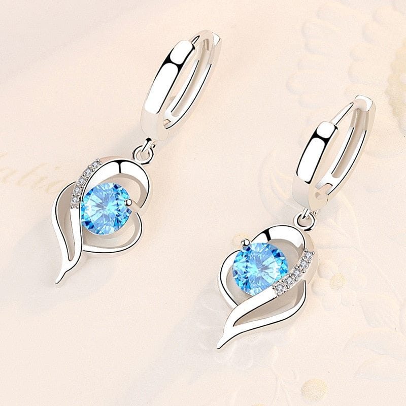  Showlu Fashion Store 0 3 925 Sterling Silver New Woman Fashion Jewelry High Quality Blue Pink White Purple Crystal Zircon Hot Selling Earrings