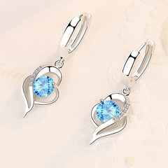  Showlu Fashion Store 0 3 925 Sterling Silver New Woman Fashion Jewelry High Quality Blue Pink White Purple Crystal Zircon Hot Selling Earrings